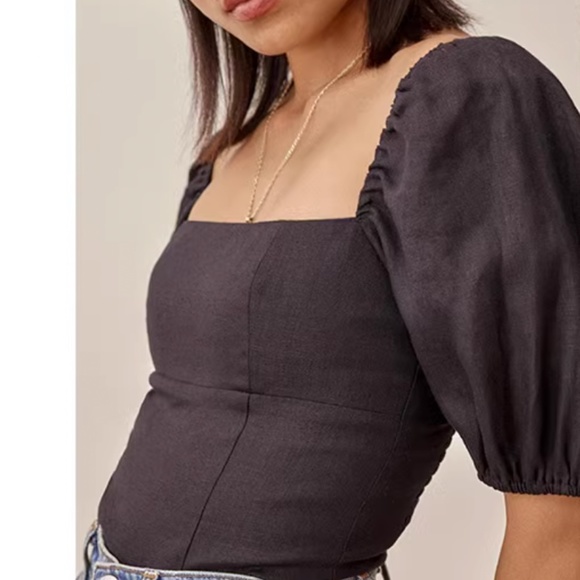 Reformation Arancini Linen Top - Black - Picture 3 of 6